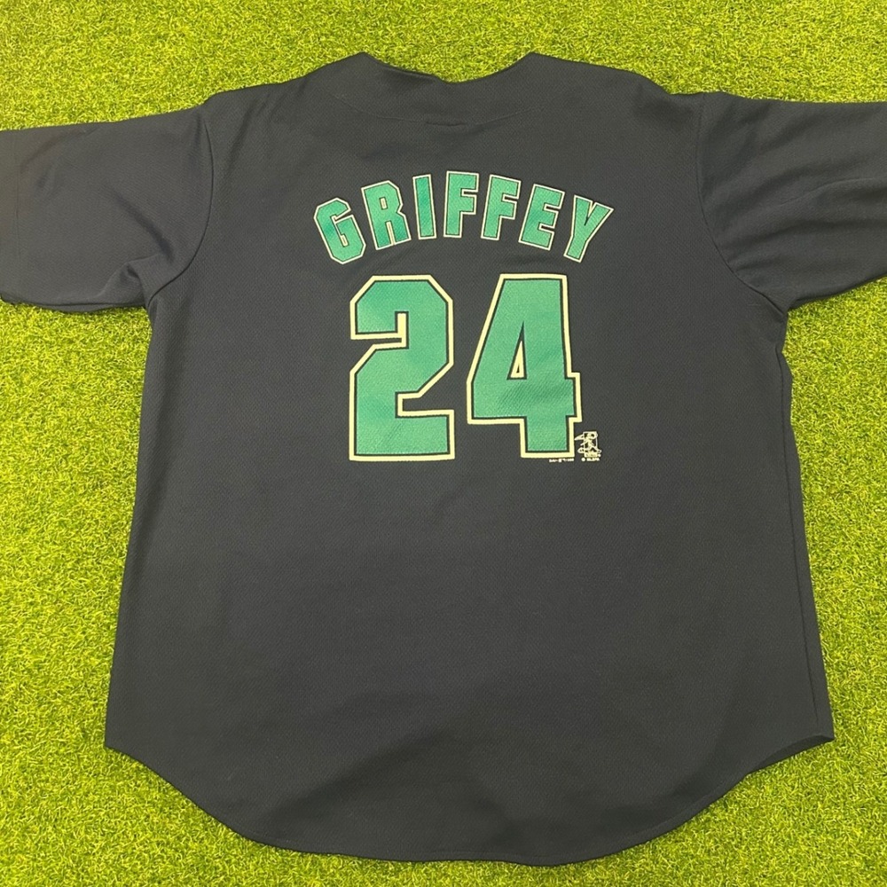 Vintage 1999 Ken Griffey Jr Seattle Mariners Jersey True Fan Navy Blue XL MLB - Picture 7 of 7